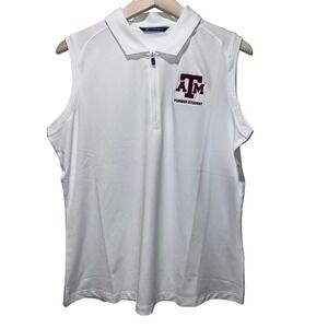 Cutter Buck Womens White Polo‎ Shirt Texas A&M Aggies Former Student Size L